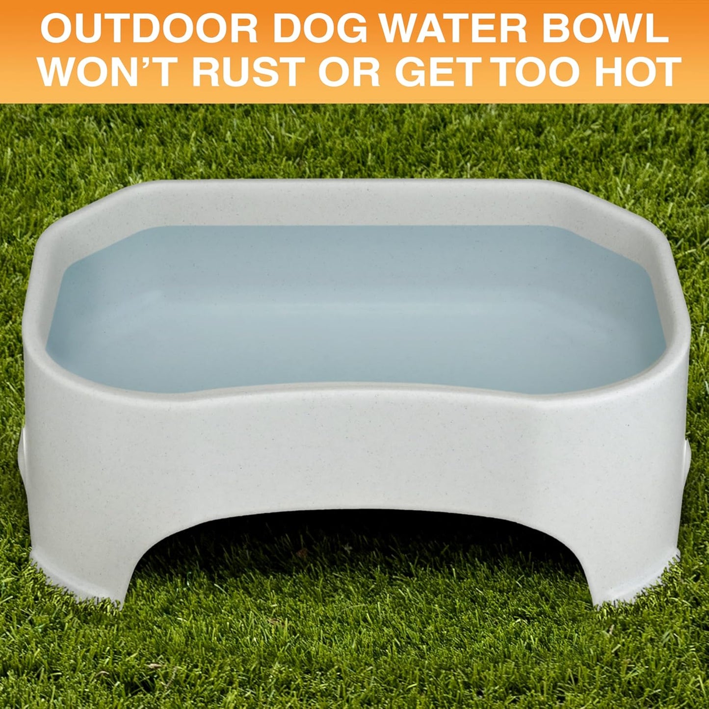 Extra Large Outdoor Dog Water Bowl - 2.25 Gallon Capacity, Spill-Resistant Trough Style Dish for Indoor and Outdoor Use, Vanilla Bean