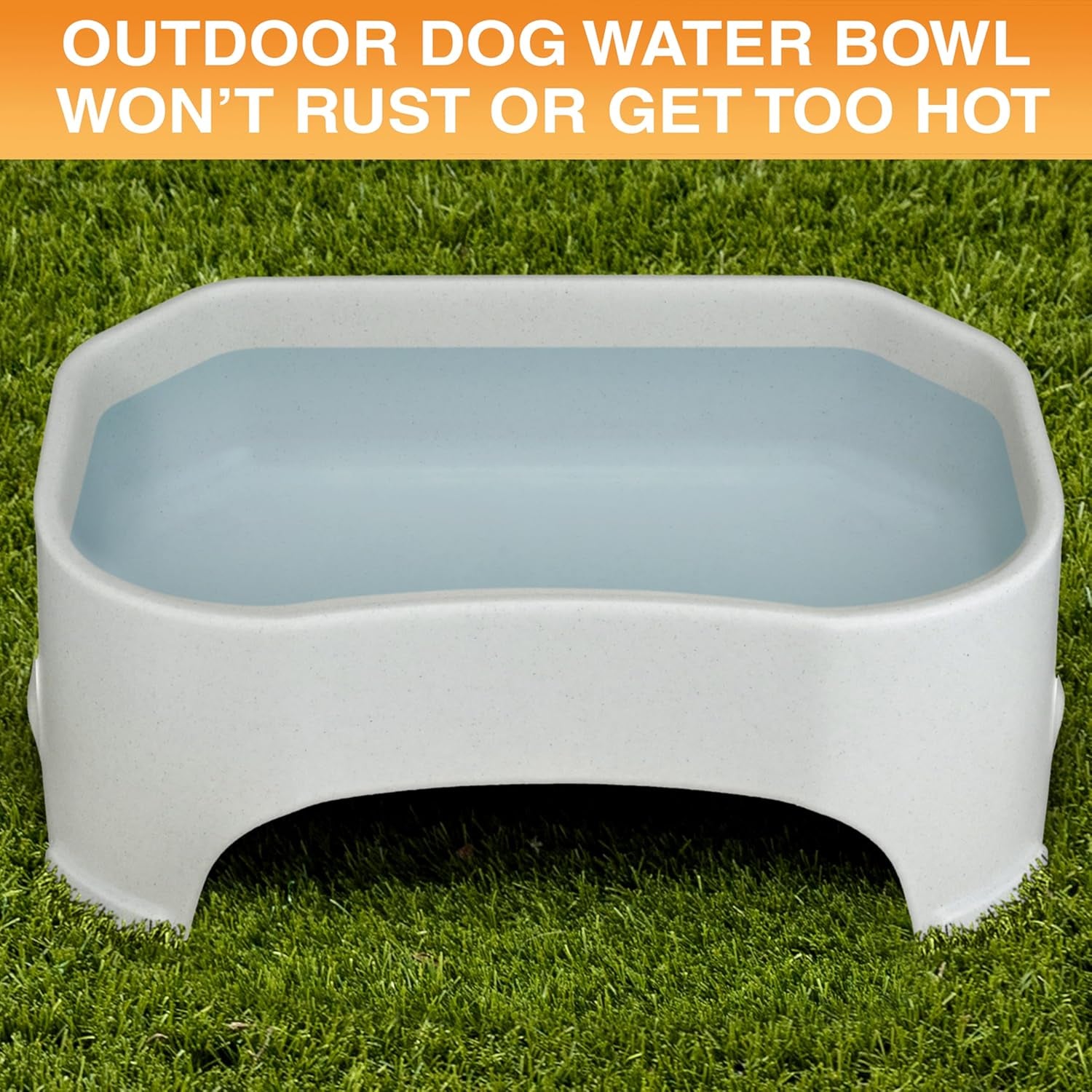 Extra Large Outdoor Dog Water Bowl - 2.25 Gallon Capacity, Spill-Resistant Trough Style Dish for Indoor and Outdoor Use, Vanilla Bean