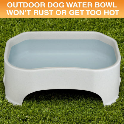 Extra Large Outdoor Dog Water Bowl - 2.25 Gallon Capacity, Spill-Resistant Trough Style Dish for Indoor and Outdoor Use, Vanilla Bean