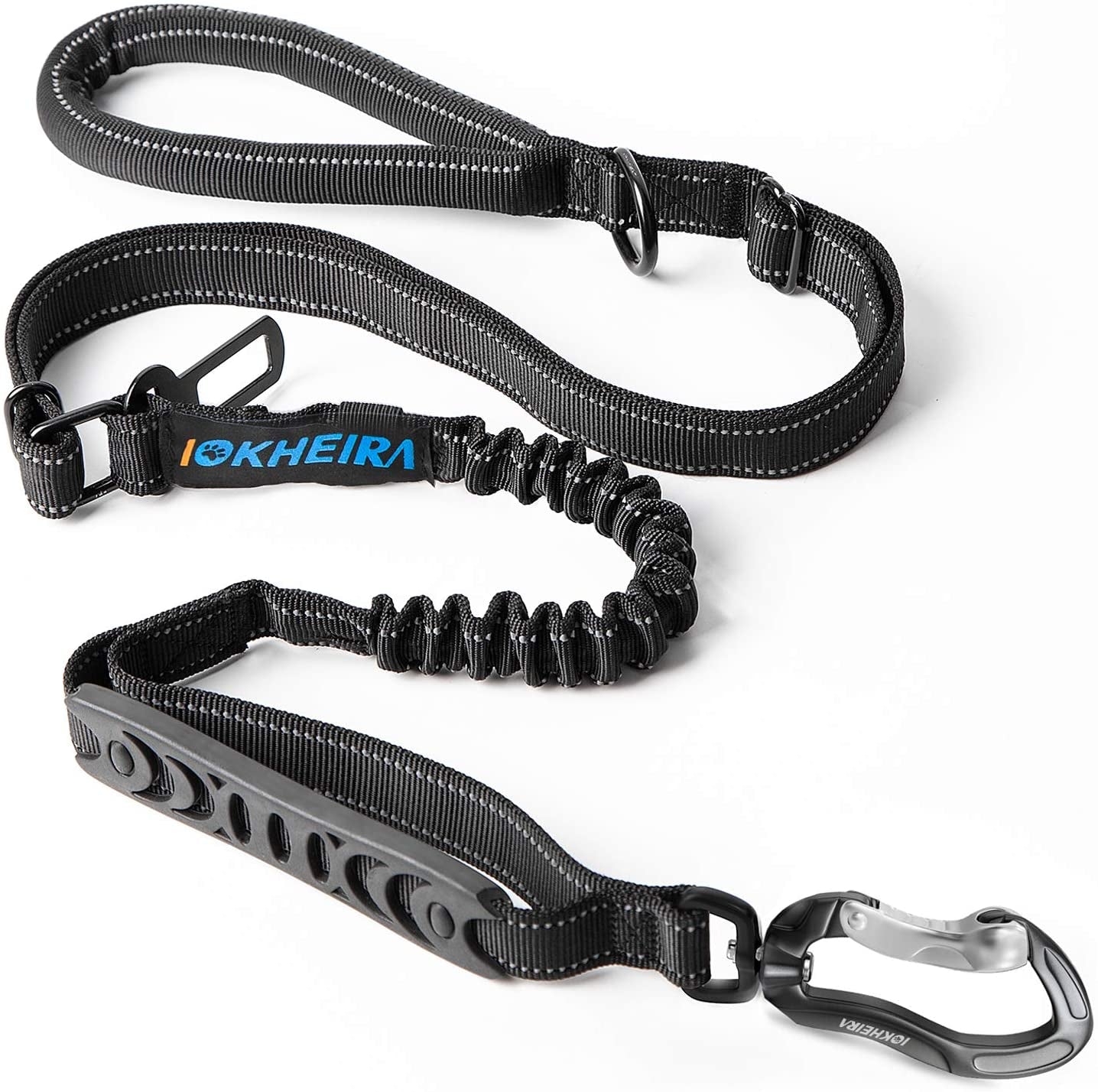 Heavy-Duty Multifunctional Tactical Dog Leash - 4-6 FT Bungee Lead with Car Seatbelt and Shock Absorption for Large and Medium Dogs
