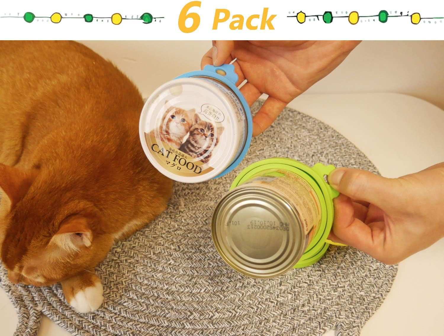 Silicone Pet Food Can Covers - 6 Pack, Universal Fit for Standard Size Cans