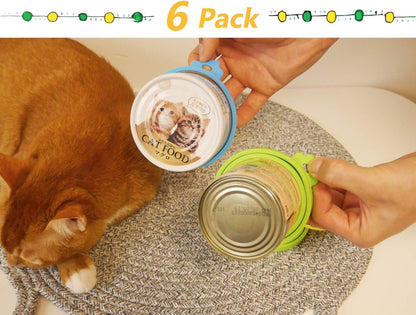 Silicone Pet Food Can Covers - 6 Pack, Universal Fit for Standard Size Cans