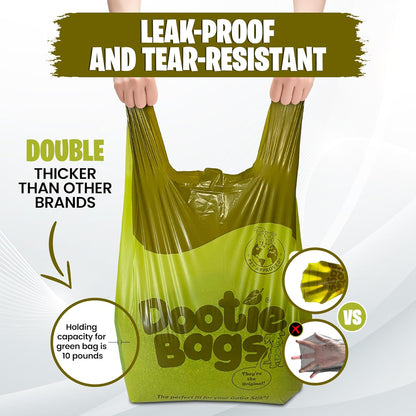 Original Dootie Bag: Premium Large Dog Poop Bags with EZ Tie Handles - Strong, Leakproof Design for Pet Waste Cleanup, Ideal for Dogs and Cat Litter, Compatible with Swivel Bins and Scoopers.