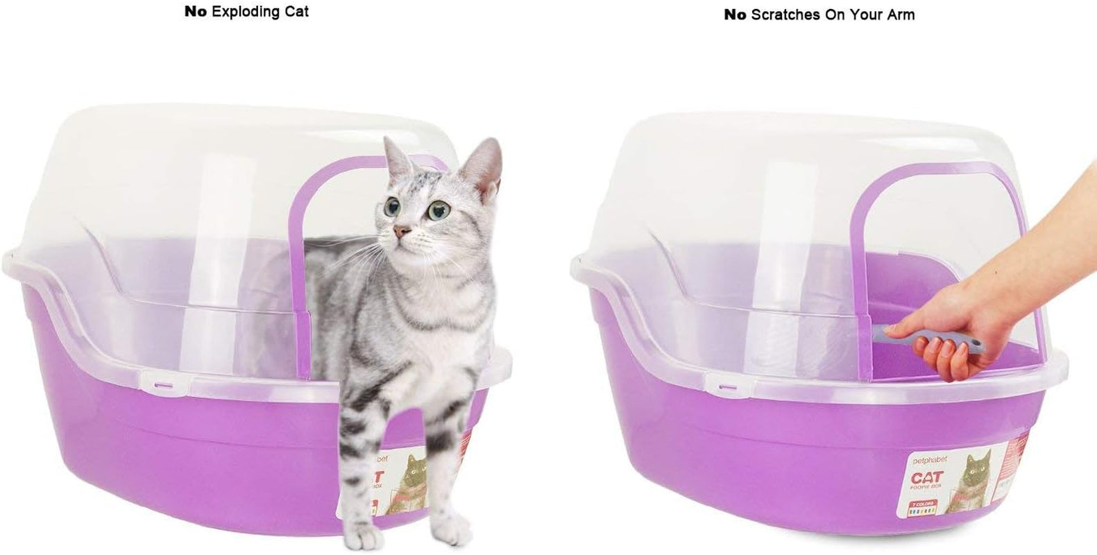 Jumbo Hooded Covered Litter Box for Up to Two Small Cats - Extra Large Purple