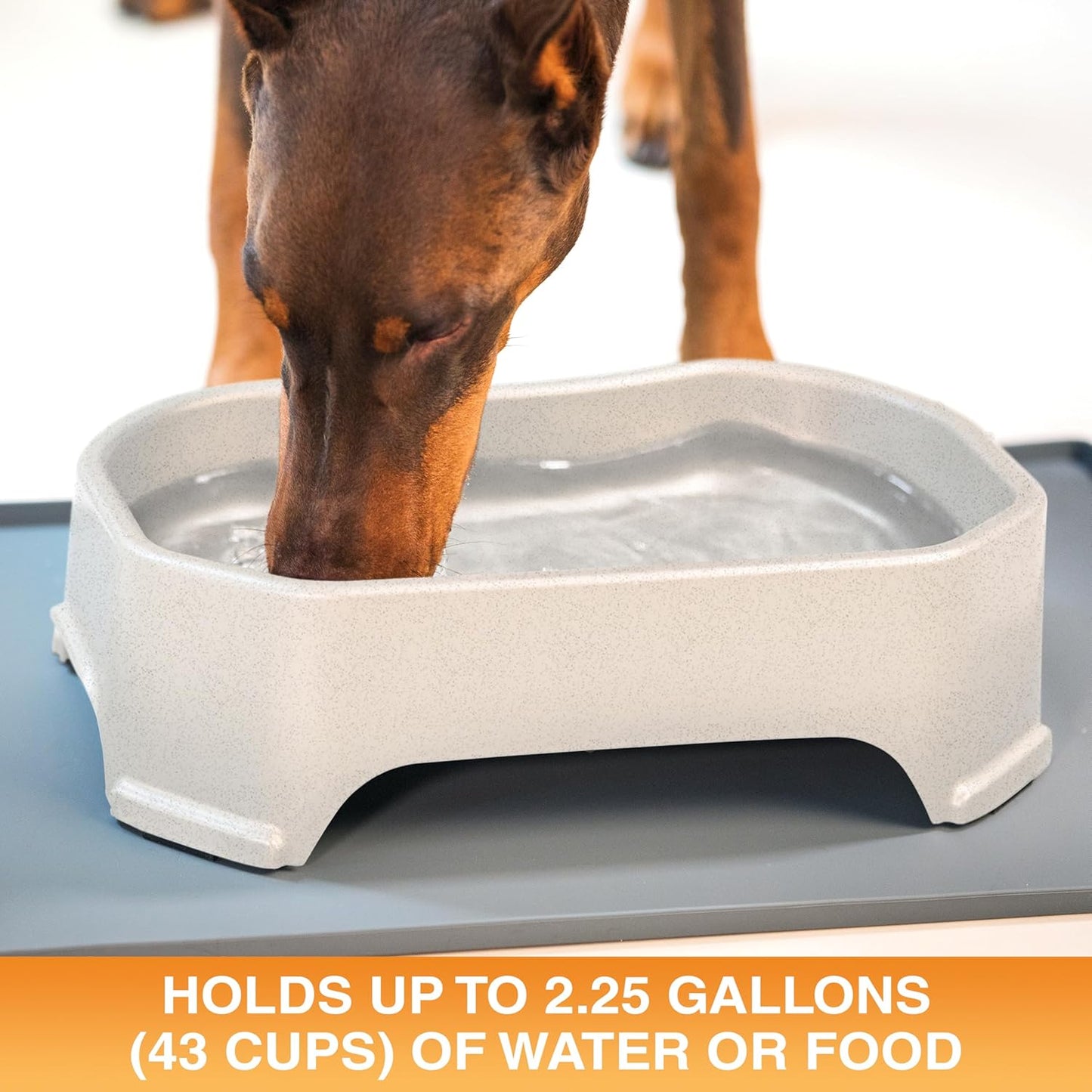 Extra Large Outdoor Dog Water Bowl - 2.25 Gallon Capacity, Spill-Resistant Trough Style Dish for Indoor and Outdoor Use, Vanilla Bean