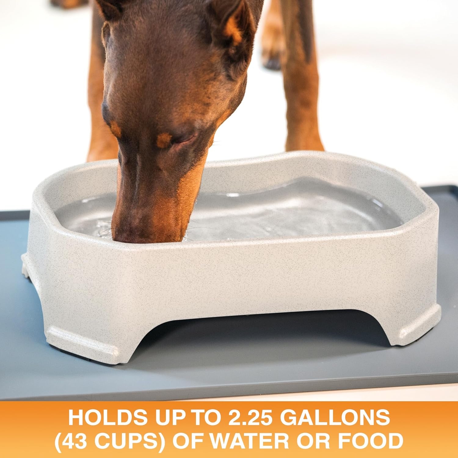 Extra Large Outdoor Dog Water Bowl - 2.25 Gallon Capacity, Spill-Resistant Trough Style Dish for Indoor and Outdoor Use, Vanilla Bean