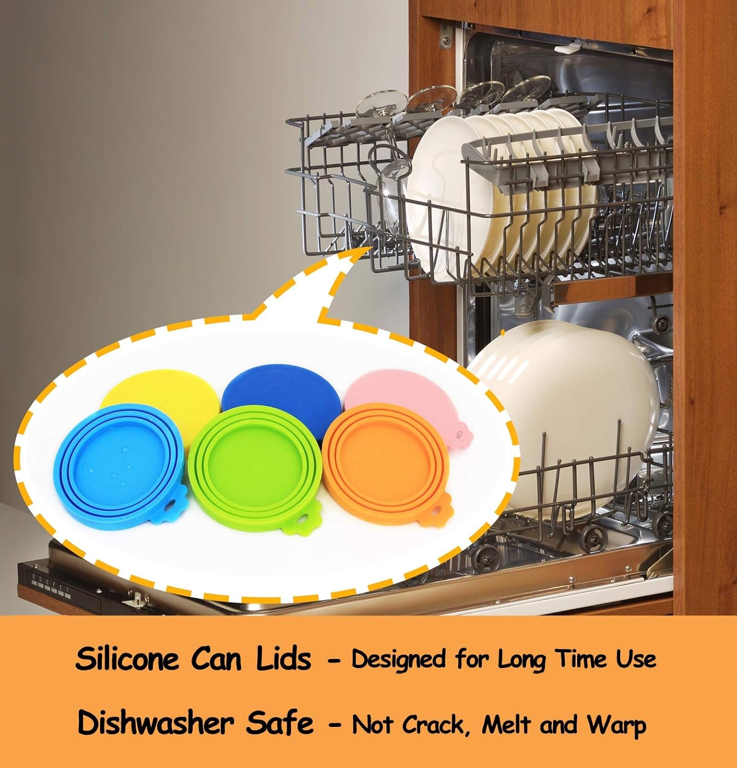 Silicone Pet Food Can Covers - 6 Pack, Universal Fit for Standard Size Cans