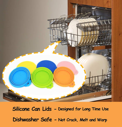 Silicone Pet Food Can Covers - 6 Pack, Universal Fit for Standard Size Cans