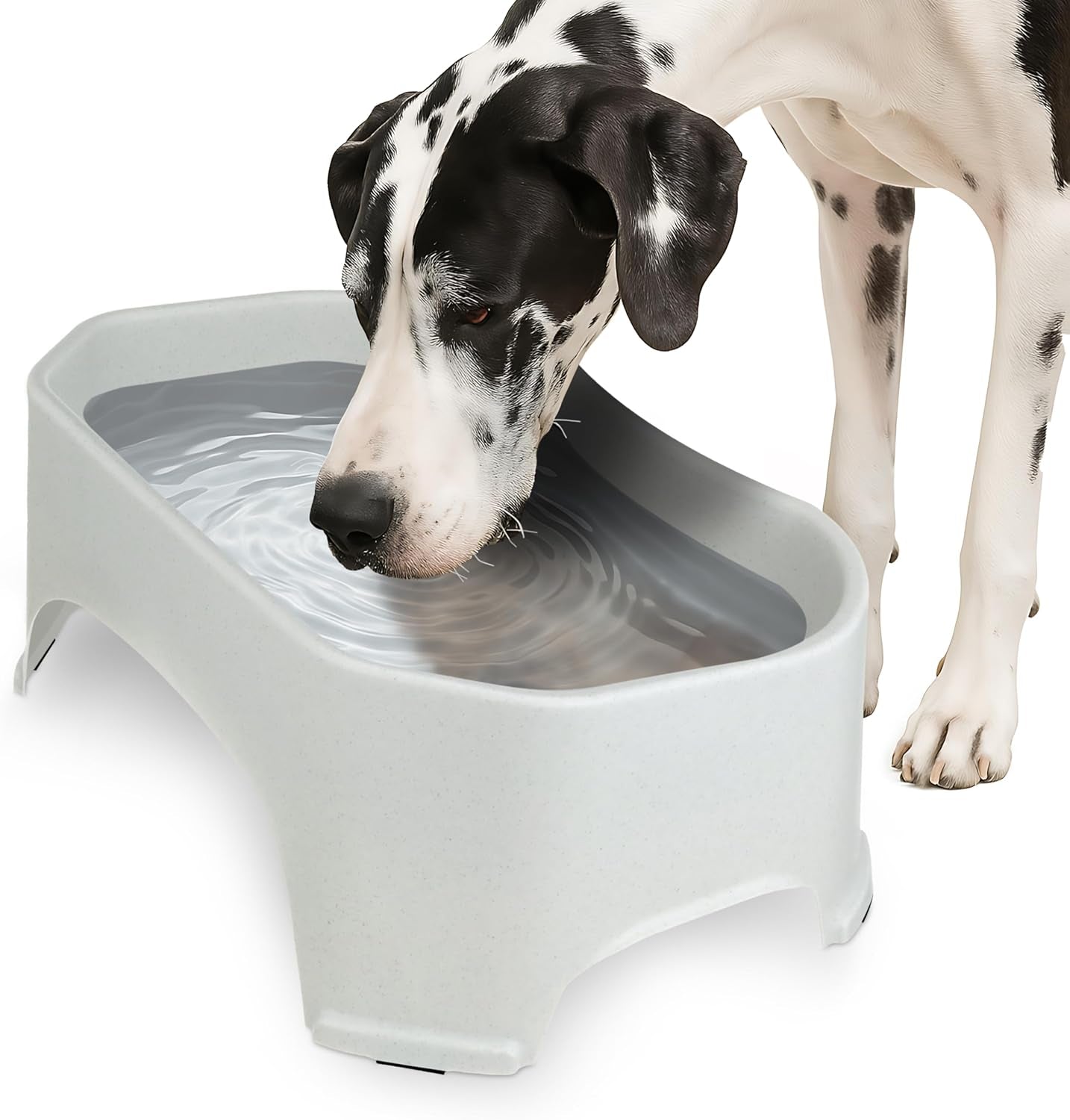 Extra Large Outdoor Dog Water Bowl - 2.25 Gallon Capacity, Spill-Resistant Trough Style Dish for Indoor and Outdoor Use, Vanilla Bean