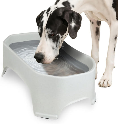 Extra Large Outdoor Dog Water Bowl - 2.25 Gallon Capacity, Spill-Resistant Trough Style Dish for Indoor and Outdoor Use, Vanilla Bean