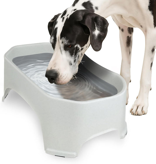 Extra Large Outdoor Dog Water Bowl - 2.25 Gallon Capacity, Spill-Resistant Trough Style Dish for Indoor and Outdoor Use, Vanilla Bean
