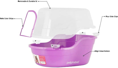 Jumbo Hooded Covered Litter Box for Up to Two Small Cats - Extra Large Purple