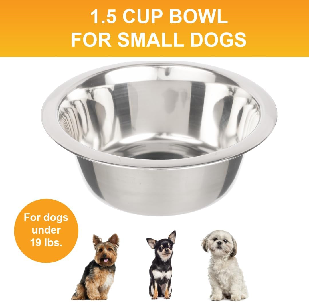 1.5 Cup (12 Oz.) Stainless Steel Dog Bowl - Replacement Bowl for Neater Feeder (Cat/Small Models) - Dishwasher Safe Metal Dish for Cats and Small Dogs