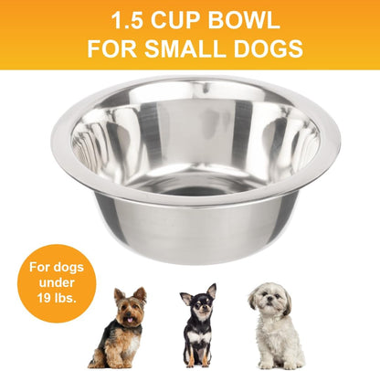1.5 Cup (12 Oz.) Stainless Steel Dog Bowl - Replacement Bowl for Neater Feeder (Cat/Small Models) - Dishwasher Safe Metal Dish for Cats and Small Dogs