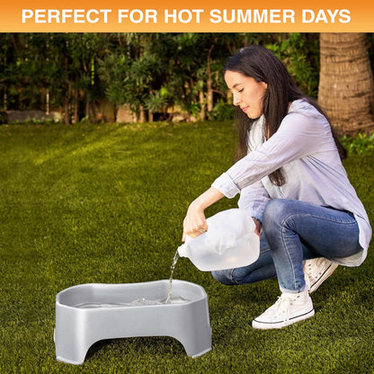 Extra Large Outdoor Dog Water Bowl - 2.25 Gallon Capacity, Spill-Resistant Trough Style Dish for Indoor and Outdoor Use, Vanilla Bean