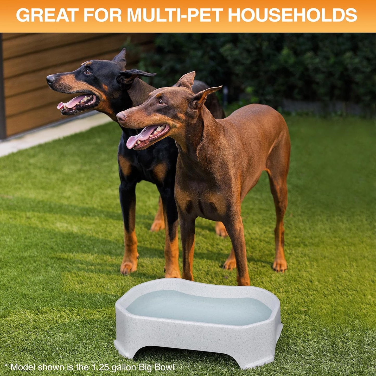 Extra Large Outdoor Dog Water Bowl - 2.25 Gallon Capacity, Spill-Resistant Trough Style Dish for Indoor and Outdoor Use, Vanilla Bean