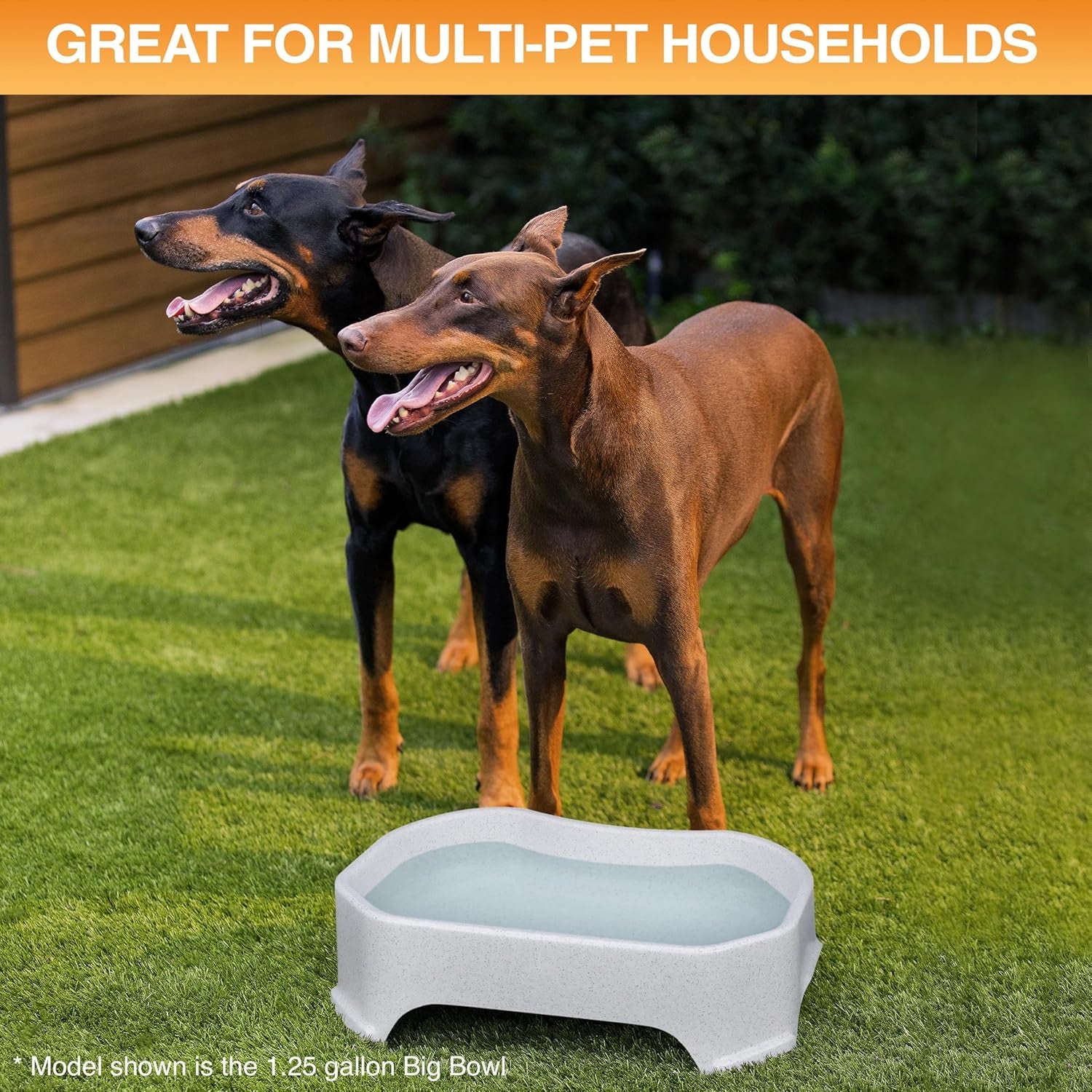 Extra Large Outdoor Dog Water Bowl - 2.25 Gallon Capacity, Spill-Resistant Trough Style Dish for Indoor and Outdoor Use, Vanilla Bean