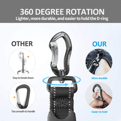 Heavy-Duty Multifunctional Tactical Dog Leash - 4-6 FT Bungee Lead with Car Seatbelt and Shock Absorption for Large and Medium Dogs
