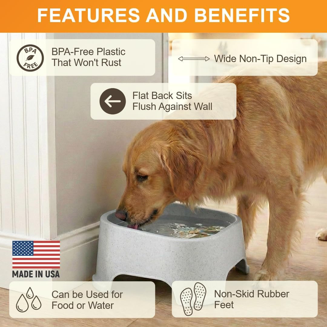 Extra Large Outdoor Dog Water Bowl - 2.25 Gallon Capacity, Spill-Resistant Trough Style Dish for Indoor and Outdoor Use, Vanilla Bean