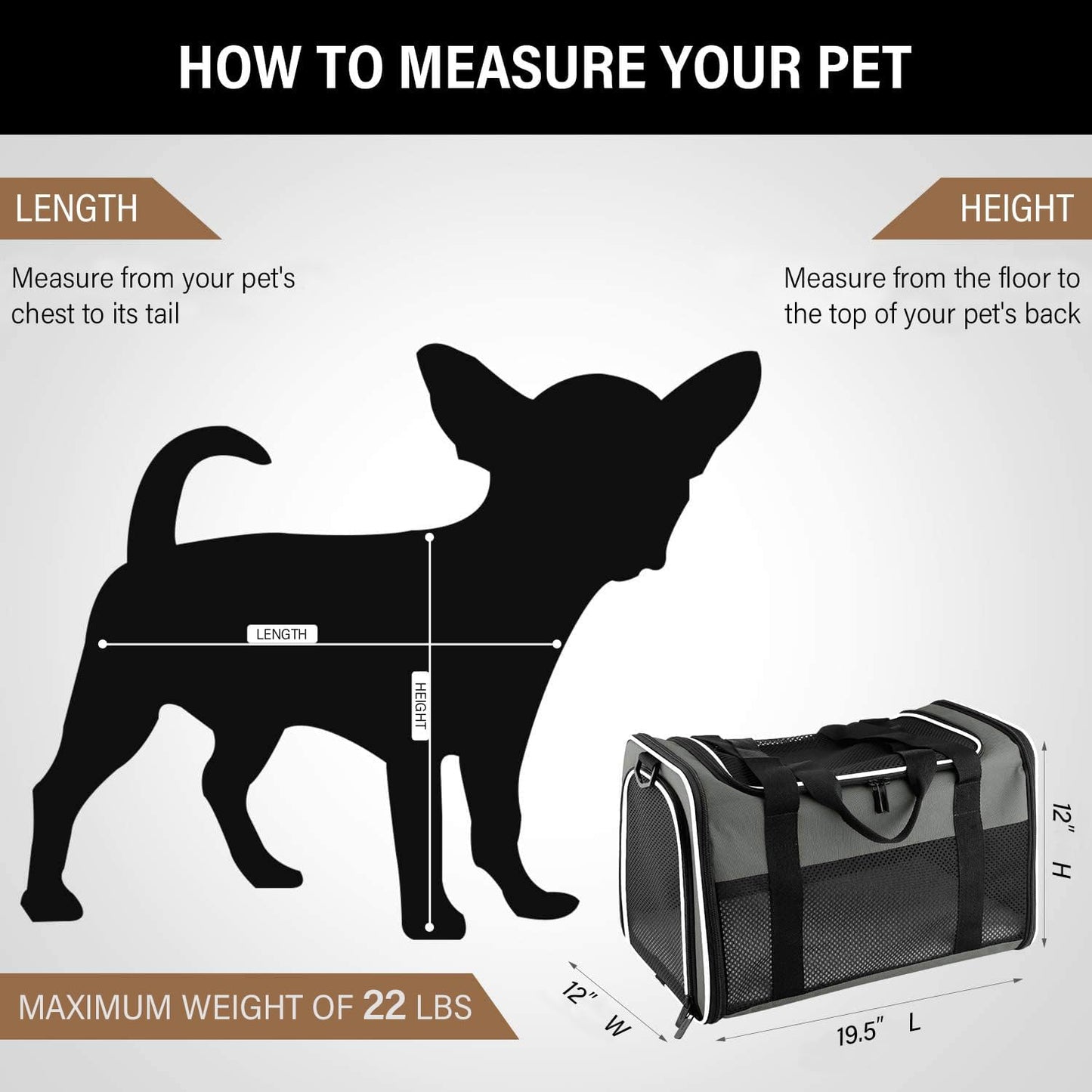 Portable Foldable Pet Carrier for Cats and Small Dogs, Soft-Sided Design, Airline Approved, Supports Pets Up to 22 lbs