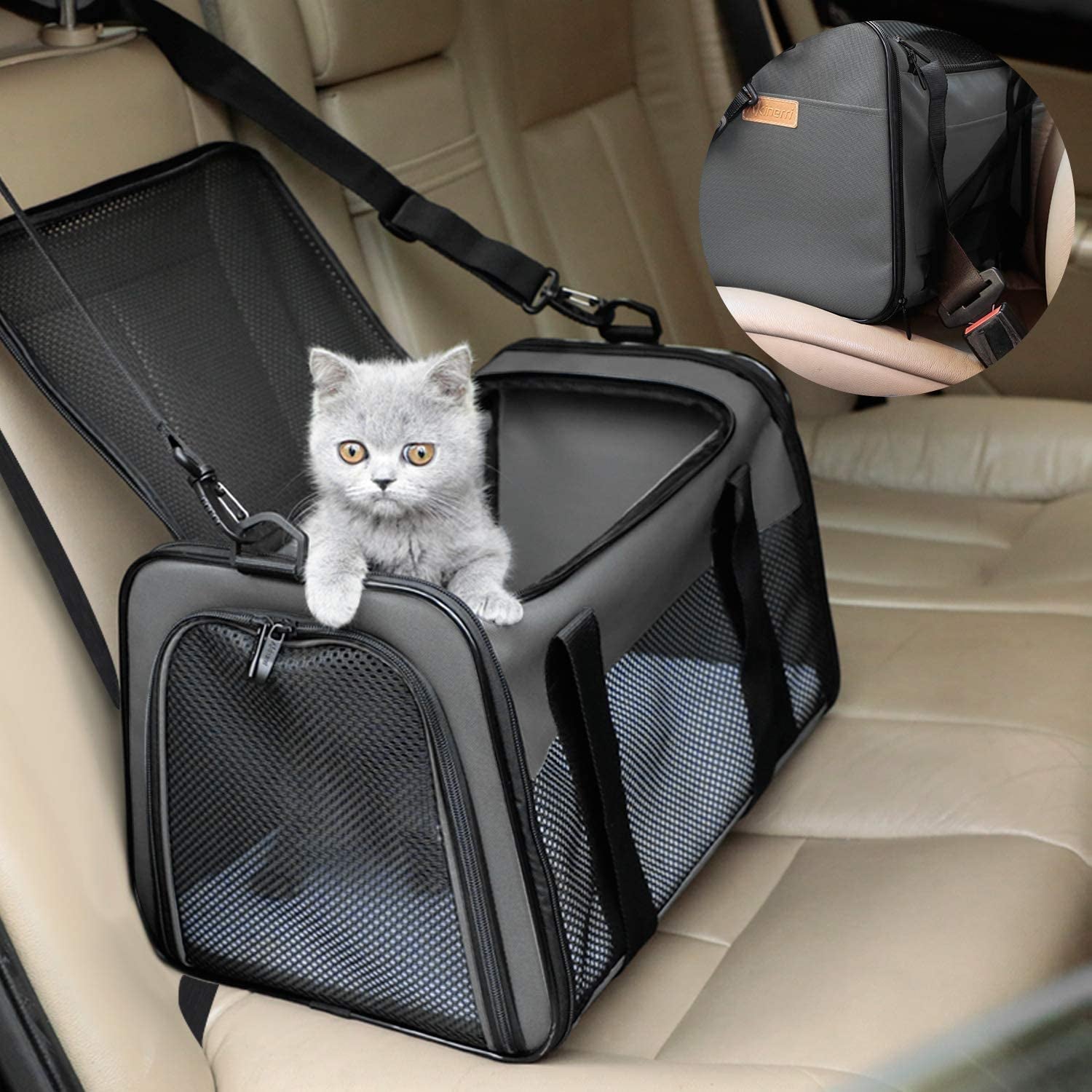 Portable Foldable Pet Carrier for Cats and Small Dogs, Soft-Sided Design, Airline Approved, Supports Pets Up to 22 lbs