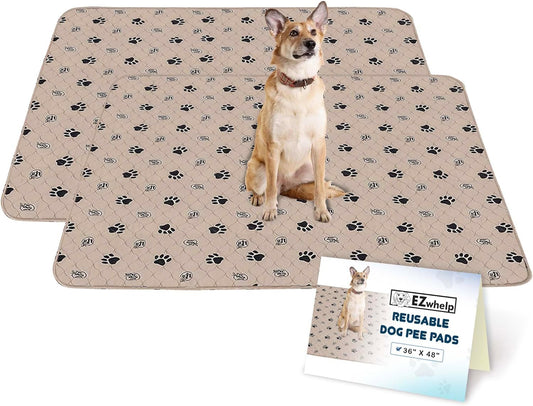 Reusable Washable Dog Pee Pads - Waterproof Potty Training and Whelping Mats, 36x48 Inch, Set of 2 with Rounded Corners
