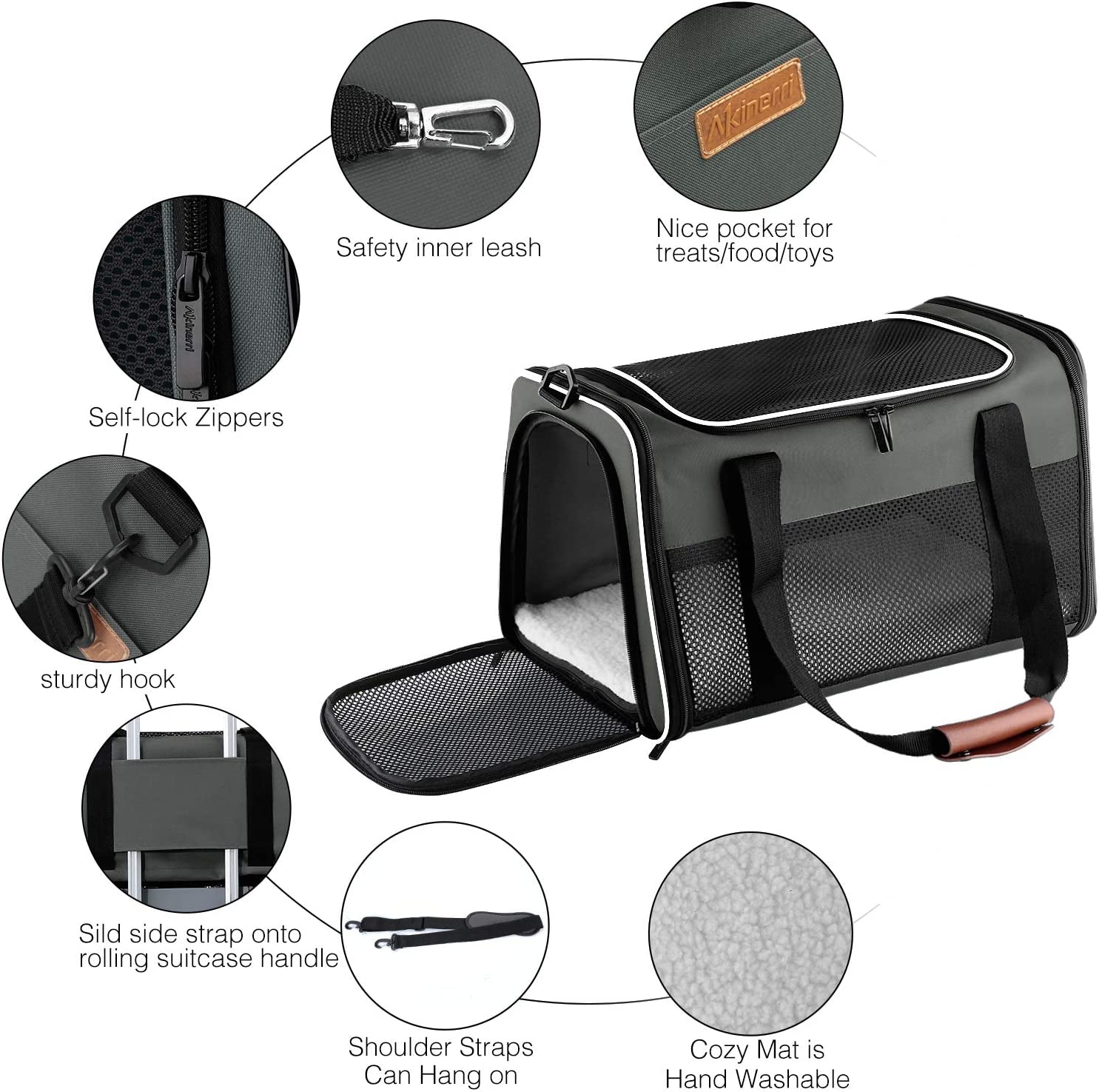 Portable Foldable Pet Carrier for Cats and Small Dogs, Soft-Sided Design, Airline Approved, Supports Pets Up to 22 lbs